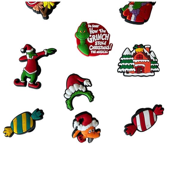 NEW Grinch Christmas SHOE CHARMS 13pc for Croc Clogs Shoes Zippers Backpacks + - Picture 4 of 6
